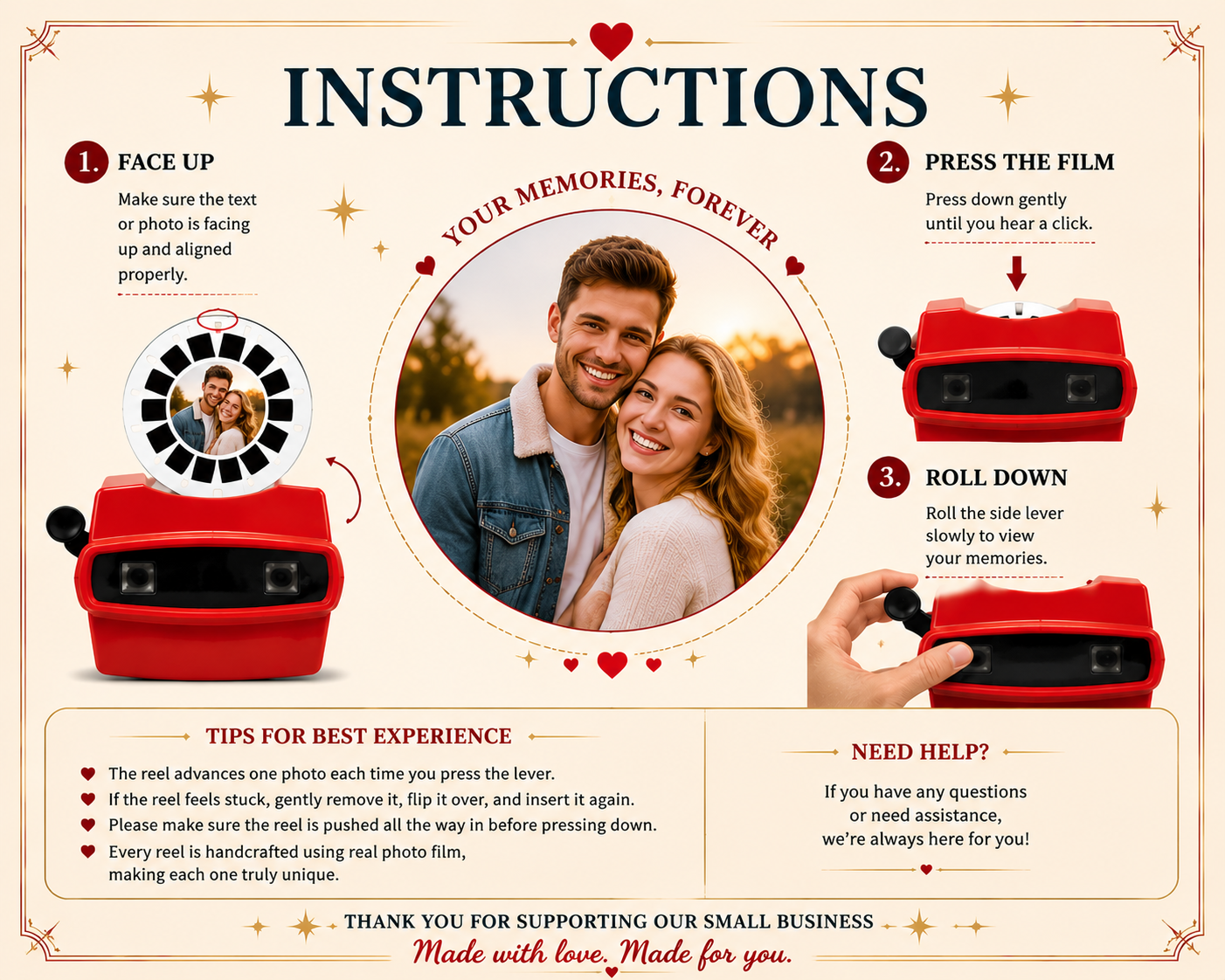 Custom Photo Reel Viewer – Personalized Memory Gift (7 Photos Film Disc)