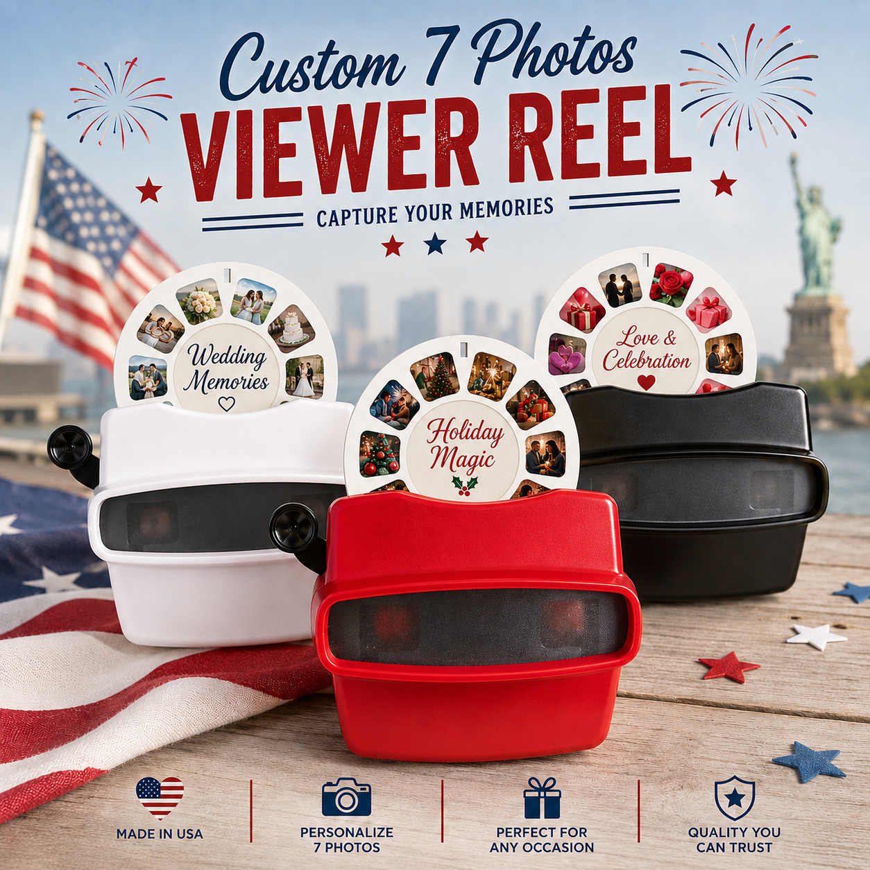 Personalized Photo Reel Viewer – Custom 7-Photo Real Film Gift